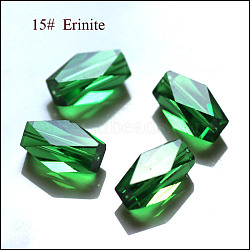 Imitation Austrian Crystal Beads, Grade AAA, K9 Glass, Faceted, Column, Green, 8x5.5mm, Hole: 0.7~0.9mm(SWAR-F055-8x4mm-15)