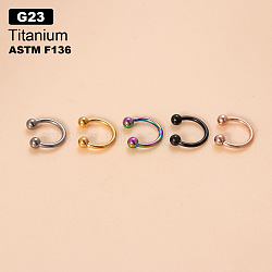 G23 Titanium Circular/Horseshoe Barbell Nose Rings, Stainless Steel Color, 8mm, Pin: 1.2mm(WGFD71D-03)