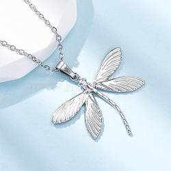 Dragonfly 304 Stainless Steel Pendant Necklaces, Stainless Steel Color, 18.11 inch(46cm)(NJEW-H059-05P)