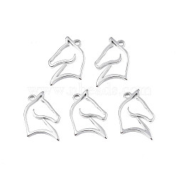 201 Stainless Steel Pendants, Horse, Stainless Steel Color, 22x17x1.5mm, Hole: 1.8mm(X-STAS-T063-167P)