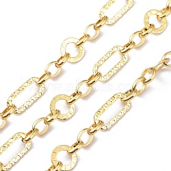 Brass Figaro Chain, with Spool, Unwelded, Real 18K Gold Plated, 18x8x1mm, 8x6x2mm and 10x1mm(CHC-D028-20G)