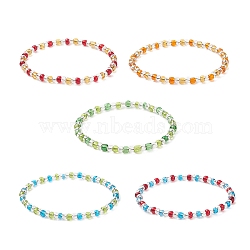 Glass Seed Beads Beaded Bracelets, Colorful Stretch Bracelets for Woman, Mixed Color, Inner Diameter: 2 inch(5.2cm), 4mm(BJEW-JB09070)