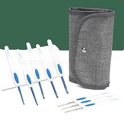 Crochet Hook Kit, with 17Pcs Blue & White Crochet Hook and Storage Bag, for Beginners and Adults, Gray, 13.3x1.3cm(PW-WGE6ABB-01)