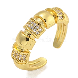 Rack Plating Brass Micro Pave Cubic Zirconia Cuff Rings for Women, Cadmium Free & Lead Free, Long-Lasting Plated, Real 18K Gold Plated, 7mm, Inner Diameter: 17mm(RJEW-I107-05G)