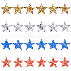 24Pcs 4 Colors Star Hotfix Rhinestone, Costume Accessories, Sewing Craft Decoration, for Independence Day, Mixed Color, 35x37x2.5mm, 6pcs/color(DIY-FG0003-83)