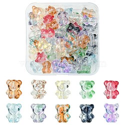 50Pcs 10 Colors Handmade Lampwork Beads, Bear, Mixed Color, 14x12x9mm, Hole: 1.2mm, 5pcs/color(LAMP-FS0001-10)