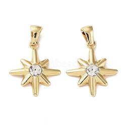 304 Stainless Steel Rinestone Pendants, Star Charms, Golden, 21.5x18x4mm, Hole: 6.5x3mm(STAS-P329-15G)