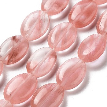 Cherry Quartz Glass Beads Strands, Flat Oval, 18~18.5x13~13.5x6~6.5mm, Hole: 1.2mm, about 11pcs/strand, 7.76 inch(19.7cm)