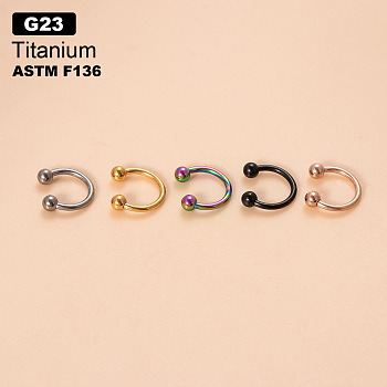 G23 Titanium Circular/Horseshoe Barbell Nose Rings, Stainless Steel Color, 8mm, Pin: 1.2mm