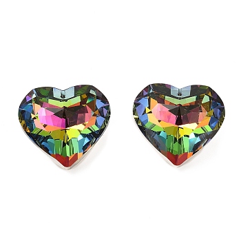 Electroplate Glass Charms, Faceted, for Chandelier Crystal Hanging Pendants, Heart, Colorful, 43.5x45.5x26mm, Hole: 1.8mm