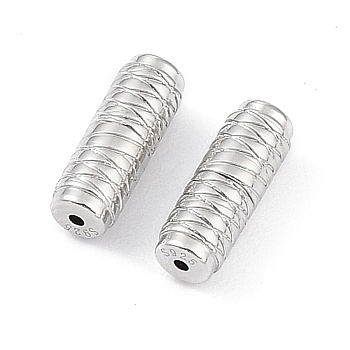 Anti-Tarnish Rhodium Plated 925 Sterling Silver Screw Clasps, Twist Clasps, Column, Platinum, 11x4mm, Hole: 0.9mm