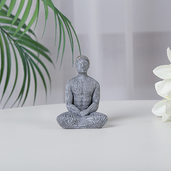 Resin Yoga Man Prayer Statue, Fengshui Meditation Sculpture Home Decoration, Slate Gray, 36x60x80mm