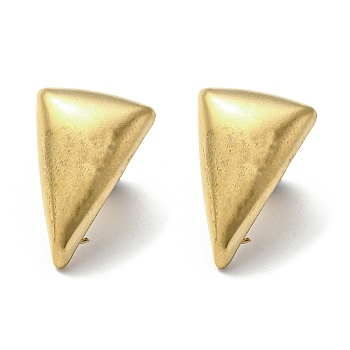 304 Stainless Steel Stud Earrings Findings, with Loops, Golden, Triangle, 19x13mm, Hole: 2.5mm, Pin: 10x0.8mm