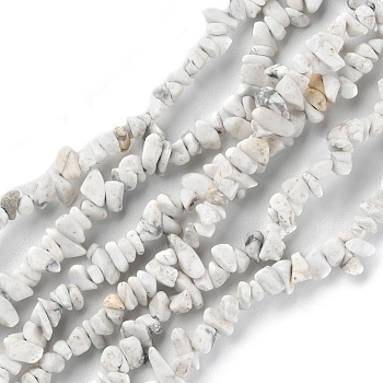 Natural Howlite Beads Strands, Chip, 1.5~4.5x3~13x2.5~8mm, Hole: 0.6mm, 30.94~31.97 inch(78.6~81.2cm)