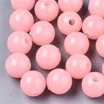 Luminous Acrylic Beads, Glow in the Dark, Round, Pink, 10mm, Hole: 2.5mm, about 950pcs/500g