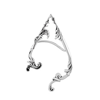 Alloy Dragon Cuff Earrings, Gothic Climber Wrap Around Earrings for Non Piercing Ear, Antique Silver, 73~76x45~48mm