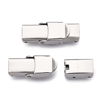 Tarnish Resistant Smooth Surface 201 Stainless Steel Watch Band Clasps, Stainless Steel Color, 25x7x6mm, Hole: 5x3mm