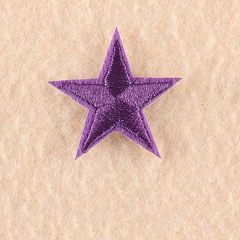 Computerized Embroidery Cloth Iron on/Sew on Patches, Costume Accessories, Appliques, Star, Purple, 3x3cm