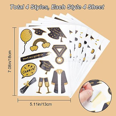 8 Sheets 4 Styles Graduation Season Theme Paper Self-adhesive Stickers set(DIY-WH0030-83)-2