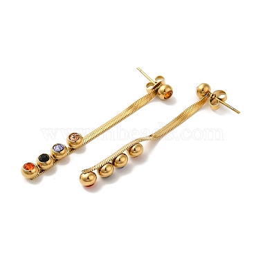 Colorful Rhinestone Dangle Stud Earrings(STAS-D089-03G)-2