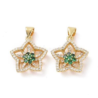 Brass Micro Pave Cubic Zirconia Pendants(ZIRC-I063-42G)-2