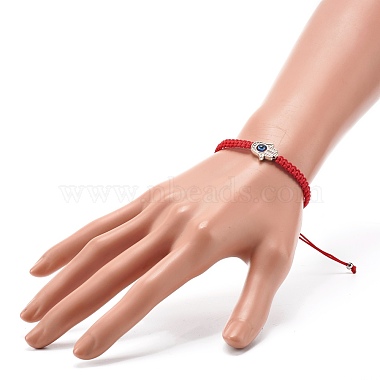 Hamsa Hand /Hand of Miriam with Evil Eye Braided Bead Bracelet for Girl Women(BJEW-JB06911-01)-5