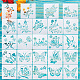 2set cuadrado con plantilla de dibujo de mascota con patrón floral y mariposa(DIY-CW0001-12)-2