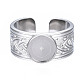 304 Stainless Steel Open Cuff Finger Ring Cabochon Settings(STAS-T060-05P)-1