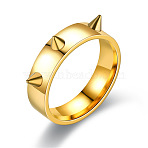 201 Stainless Steel Finger Rings, Hip-hop Style Rivets Ring, Golden, US Size 7(17.3mm)(FS-WG9177F-06)