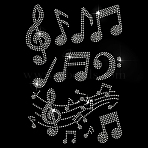 Glass Hotfix Rhinestone, Iron on Appliques, Costume Accessories, for Clothes, Bags, Pants, Musical Note, 297x210mm(DIY-WH0303-298)