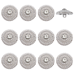 12PC 1-Hole Alloy Buttons, with Rhinestone, Flat Round, Platinum, 20x10.5mm, Hole: 2mm(DIY-FG0007-29P)