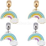 4Pcs 2 Colors 304 Stainless Steel European Dangle Charms, Large Hole Pendants, with Enamel, Rainbow, Golden & Stainless Steel Color, 26mm, Hole: 4mm, Rainbow: 15x15.5x1mm, 2pcs/color(STAS-UN0034-28)
