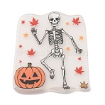 Halloween Luminous Printed Transparent Acrylic Pendants, Glow in the Dark, Skeleton & Pumpkin Charm, 38x33x2.3mm, Hole: 1.6mm(OACR-B055-01A)
