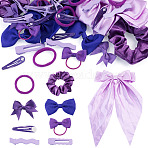Hair Accessories, Nylon Thread Ties, Iron Alligator Hair Clips, Polyester Hair Ties, Elastic Hair Ties, Polyester Hair Clips, Hair Barrettes, Iron Snap Hair Clips, Purple, 34mm(OHAR-TA0001-22)