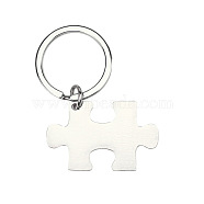 304 Stainless Steel Pendant Keychain, Puzzle, Stainless Steel Color, 25x41mm(PW23021849602)