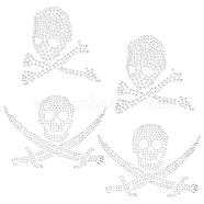 Fingerinspire 6 Sheets 2 Style Pirate Style Skull Glitter Hotfix Rhinestone, Iron on Patches, Dress Shoes Garment Decoration, Crystal, 80x77~115x1.5mm, 3sheets/style(DIY-FG0002-68)