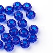 Glass European Beads, Large Hole Beads, No Metal Core, Rondelle, Dark Blue, 14x8mm, Hole: 5mm(GDA007-25)