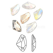 K9 Glass Rhinestone Cabochons, Flat Back & Back Plated, Faceted, Axe Shape, Mixed Color, 27x16x6.5mm(RGLA-N002-13A)