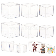 Nbeads 12Pcs 3 Styles Square Transparent Plastic Acrylic Minifigures Display Case, Countertop Dustproof Action Figures Doll Storage Organizer Showcase Box, Clear, 7.5~10x7.5~9.8x9.8cm, 4pcs/style(AJEW-NB0005-74)