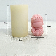 3D Buddha Statue DIY Food Grade Silicone Candle Molds, Aromatherapy Candle Moulds, Scented Candle Making Molds, Floral White, 4.5x8.3cm(PW-WG37959-01)