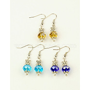 Trendy Glass Ball Dangle Earrings, with Tibetan Style Beads and Brass Earring Hooks, Mixed Color, 40mm(EJEW-JE00398)