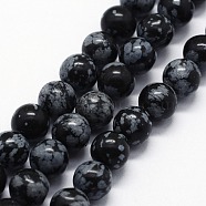 Natural Snowflake Obsidian Beads Strands, Round, 10mm, Hole: 1mm, about 37pcs/strand,  14.76 inch(37.5cm)(G-I199-36-10mm)