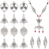 BENECREAT 32Pcs 4 Styles Tibetan Style Alloy Connector Charms, Mix-shaped, Antique Silver, 24.5~30x10~20.5x1.5~2.5mm, Hole: 1.5~2mm, 8pcs/style(TIBE-BC0001-03)