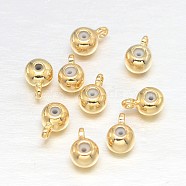 Flat Round Real 18K Gold Plated Brass Charms, with Plastic, Lead Free & Cadmium Free & Nickel Free, 6x4x3.5mm, Hole: 1mm(KK-L147-120-NR)