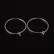 Brass Wine Glass Charm Rings, Hoop Earrings Findings, Silver, 25x0.8mm, 20 Gauge(EC067-2S)