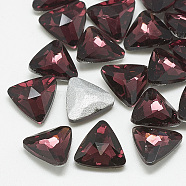Pointed Back Glass Rhinestone Cabochons, Back Plated, Faceted, Triangle, Burgundy, 9.5x10x4mm(RGLA-T087-10mm-18)