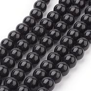Glass Pearl Beads Strands, Pearlized, Round, Black, 6mm, Hole: 1mm, about 140pcs/strand, 32 inch(HY-6D-B20)