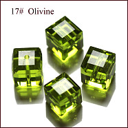 K9 Glass, Imitation Austrian Crystal Beads, Grade AAA, Faceted, Cube, Yellow Green, 4x4x4mm(size within the error range of 0.5~1mm), Hole: 0.7~0.9mm(SWAR-F074-4x4mm-17)