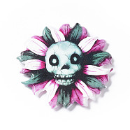 Halloween Acrylic Pendant, Flower Charm, Skull, 41x38.5x2.5mm, Hole: 1.5mm(MACR-K330-37A)