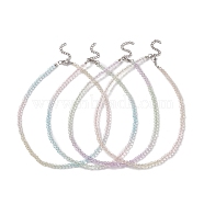 Faceted Gradient Color Glass Beaded Necklaces for Women, with Alloy Lobster Claw Clasps, Mixed Color, 14.17 inch(36cm)(NJEW-JN04195)